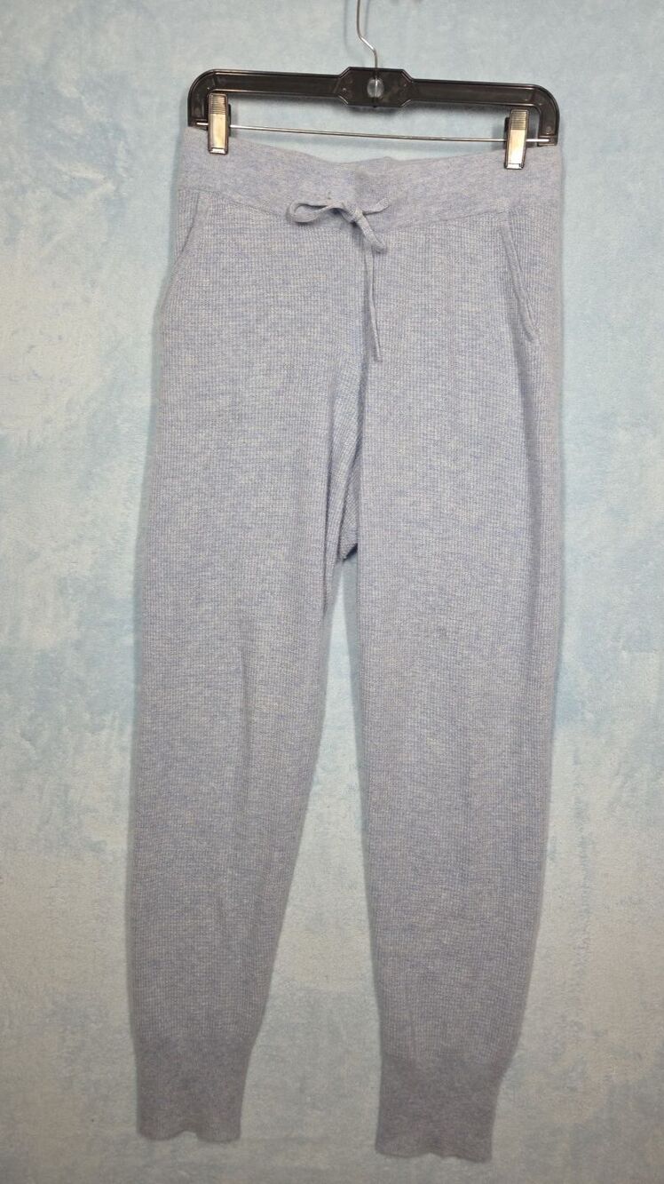 NEW The Cashmere Project Jogger Sweatpants Baby Blue SMALL COZY WAFFLE LUXURY
